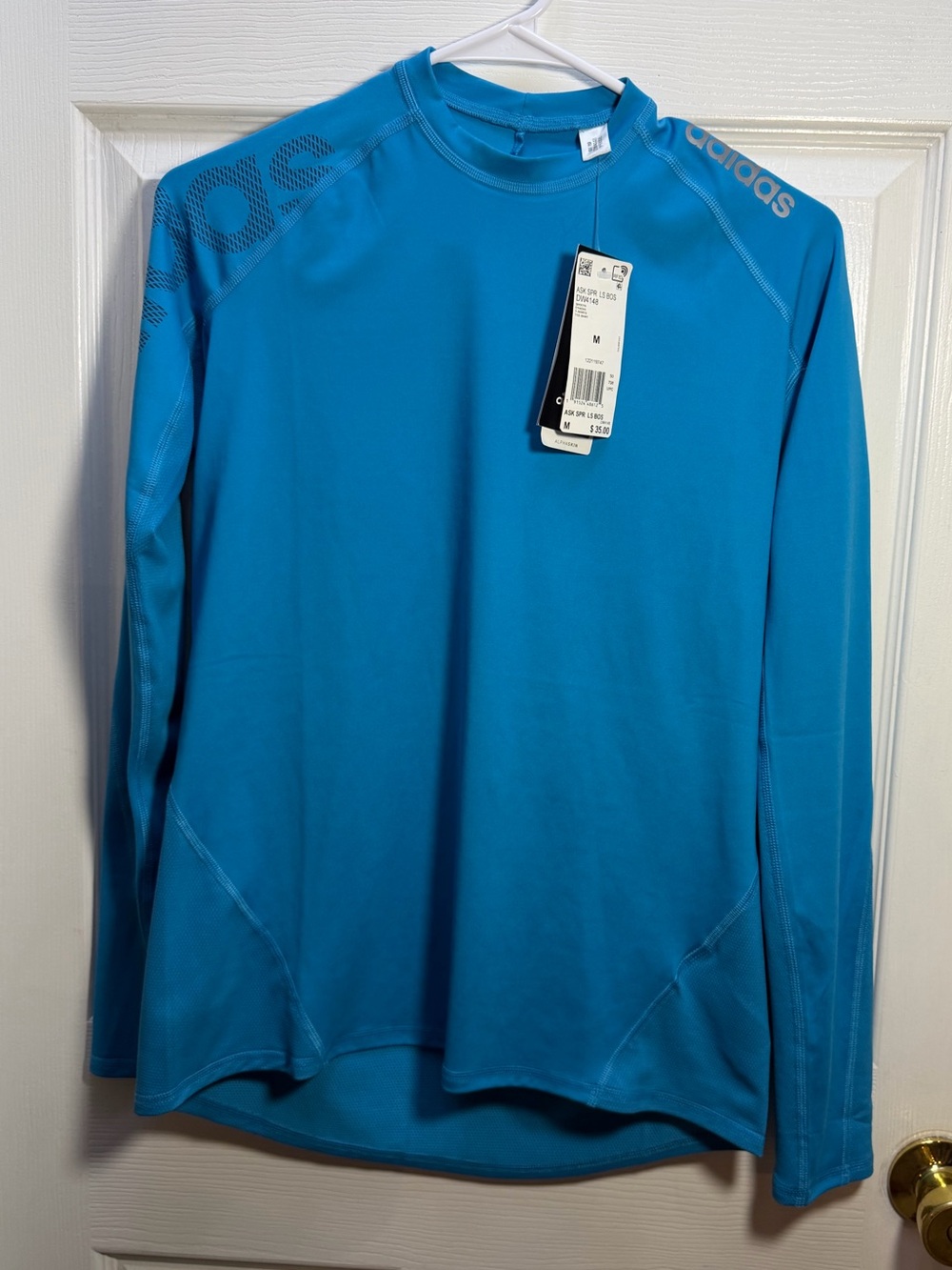 Adidas Blue Long Sleeve Athletic Alphaskin Shirt
